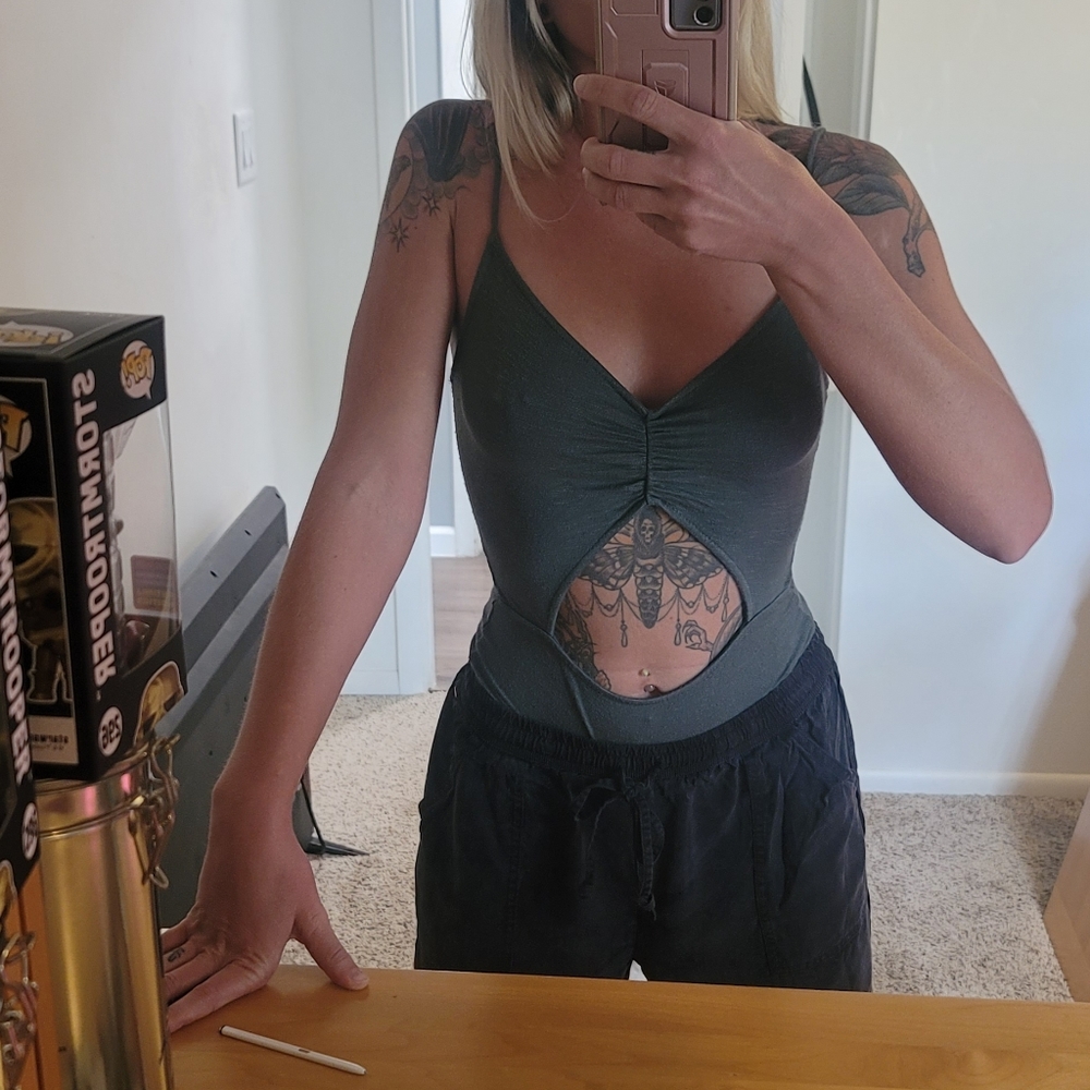 Body Suit Army Green SUPER STRETCHY Sheer SUPER SOFT